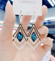 Blue Geometric Double Earrings