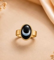 Black Stone Gold-Tone Elegant Ring
